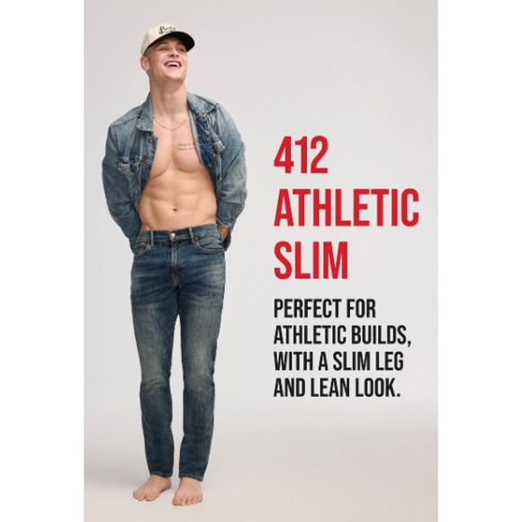 Lucky Brand 412 Athletic Slim Jean Men's 38 x 32 Blue Advanced Stretch Mid Rise - Picture 9 of 10